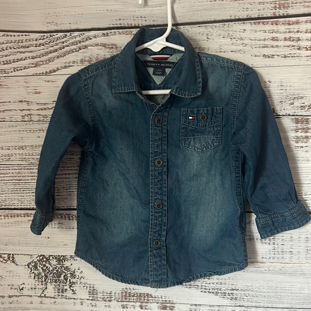 Denim Tommy Hilfiger button up size 24 months